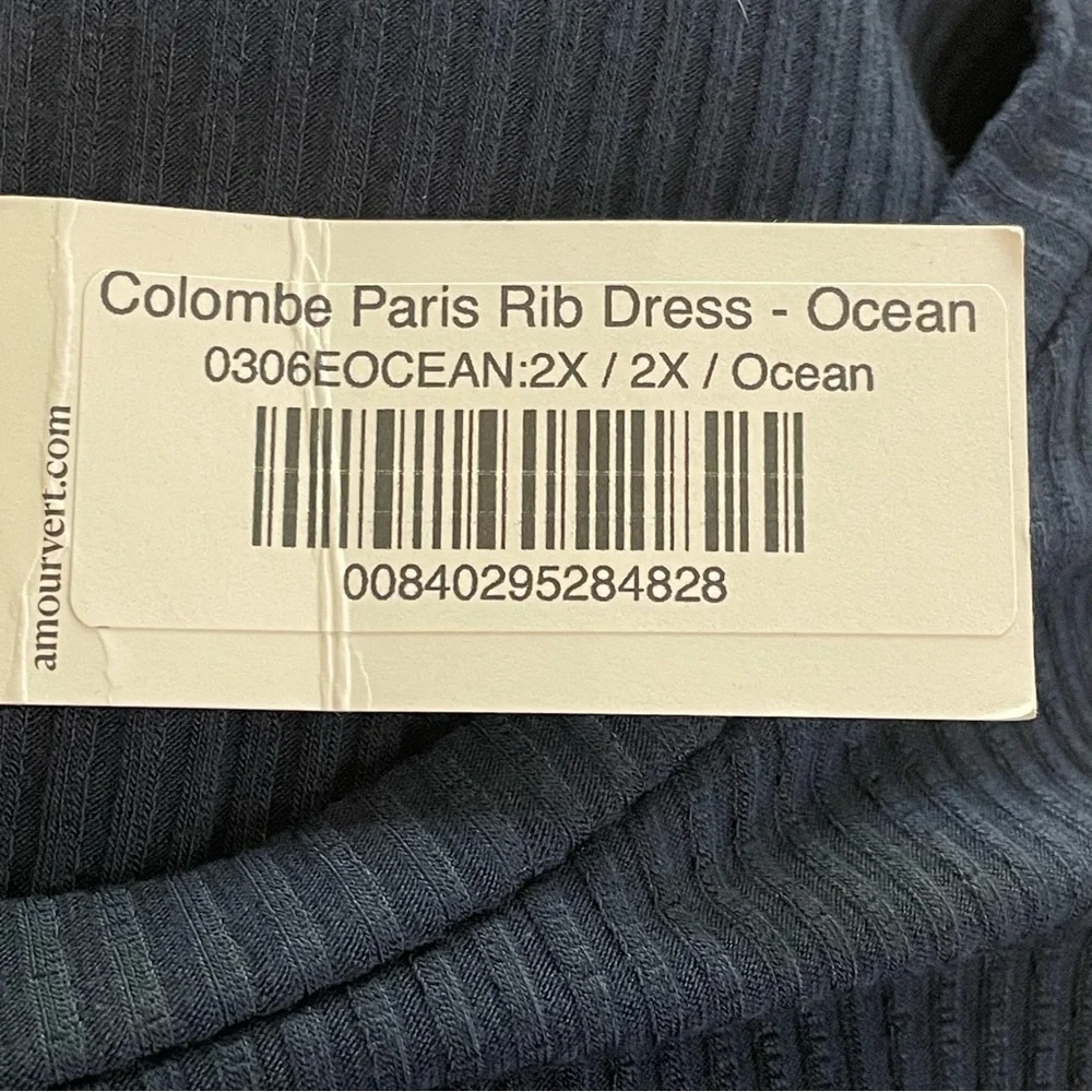 Amour Vert | Ocean Blue Colombe Paris Rib Dress New - Picture 8 of 10